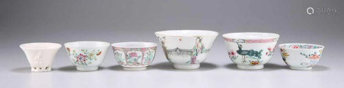 SIX 18TH CENTURY AND LATER CHINESE CUPS
