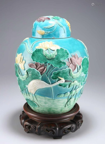 A 19TH CENTURY CHINESE FAHUA JAR AND COVER