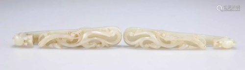 TWO CHINESE JADE BELT HOOKS