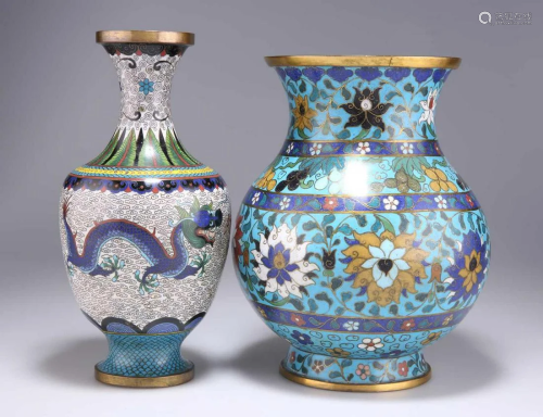 TWO CHINESE CLOISONNÉ VASES