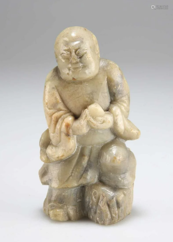 A CHINESE SOAPSTONE FIGURE OF A BUDDHA