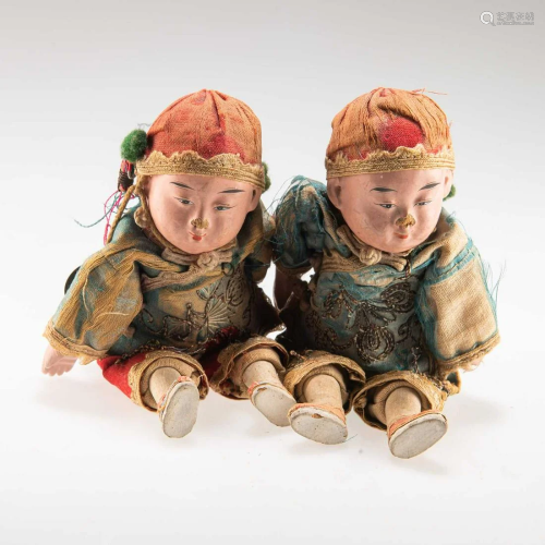 TWO CHINESE COMPOSITION DOLLS, EARLY 20TH CENTURY
