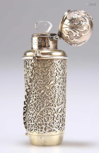 A FRENCH SILVER CHÂTELAINE SCENT BOTTLE