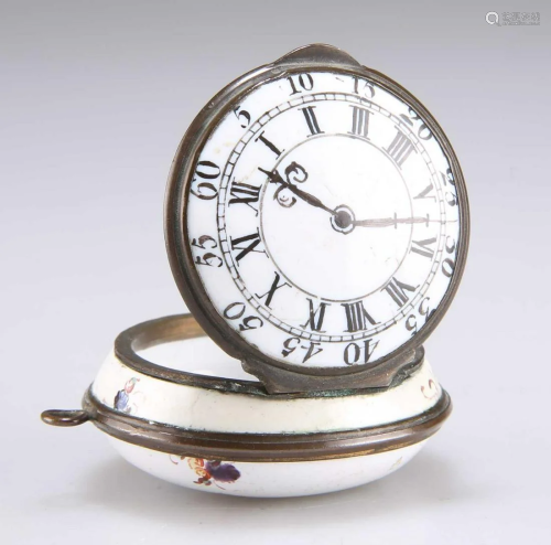 A BILSTON ENAMEL TOY WATCH BOX (FAUX MONTRE)