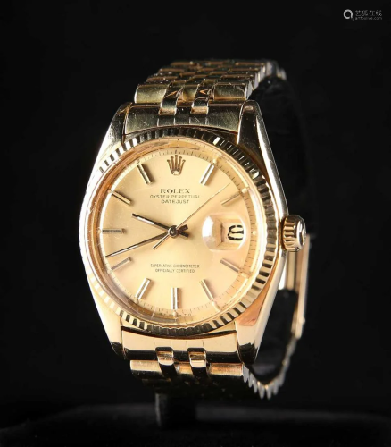 AN 18 CARAT GOLD ROLEX DATEJUST OYSTER PERPETUAL BRACELET WA...