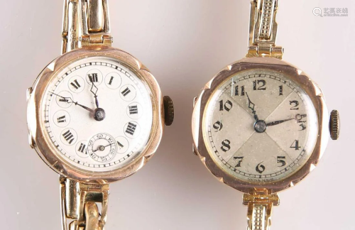 TWO 9 CARAT GOLD LADY'S BRACELET WATCHES
