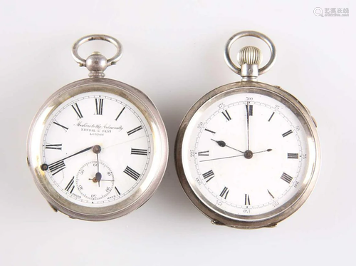 TWO SILVER POCKET WATCHES