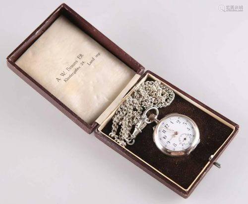 A DRESS POCKET WATCH AND CHAIN