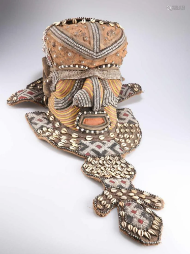 A KUBA BWOOM HELMET MASK (DEMOCRATIC REPUBLIC OF CONGO)