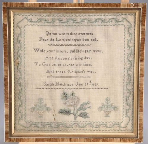 A 19TH CENTURY NEEDLEWORK SAMPLER