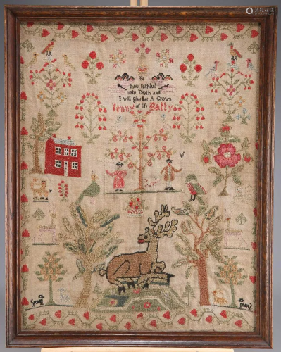 A 19TH CENTURY NEEDLEWORK SAMPLER