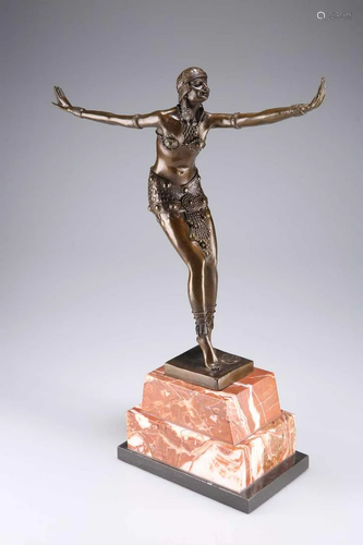 AN ART DECO STYLE BRONZE AND MARBLE FIGURE, THE 'PHOENICIAN ...