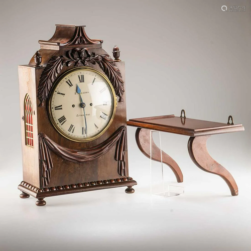 A VICTORIAN MAHOGANY TABLE CLOCK, SIGNED E. BELLION, LIVERPO...