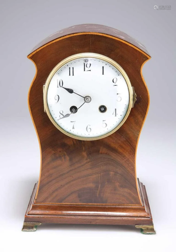 AN EDWARDIAN MAHOGANY MANTEL CLOCK