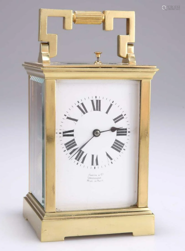 A 19TH CENTURY FRENCH BRASS CARRIAGE CLOCK