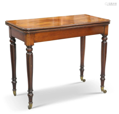 WILLIAMS & GIBTON, AN IRISH MAHOGANY FOLDOVER GAMES TABLE, C...