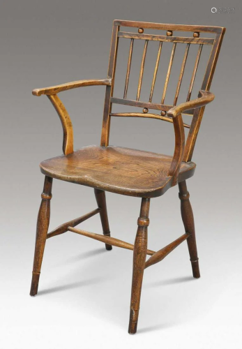 A 19TH CENTURY ELM MENDLESHAM WINDSOR ARMCHAIR