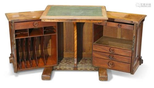 A VICTORIAN WALNUT 'WOOTON' DESK, BY T. SIMPSON & SON OF HAL...