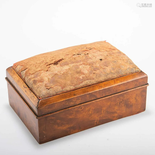 A VICTORIAN BURR WALNUT PIN-CUSHION BOX