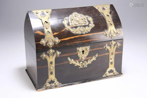 A VICTORIAN BRASS-MOUNTED COROMANDEL STATIONERY BOX