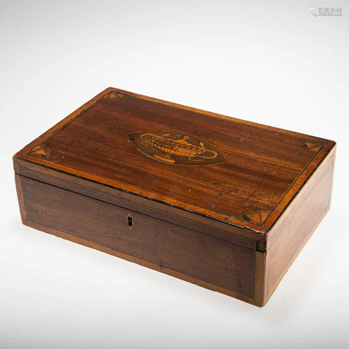 A GEORGE III SATINWOOD AND MAHOGANY BOX