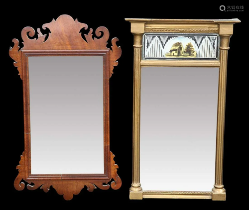 AN EARLY 19TH CENTURY VERRE ÉGLOMISÉ PIER MIRROR