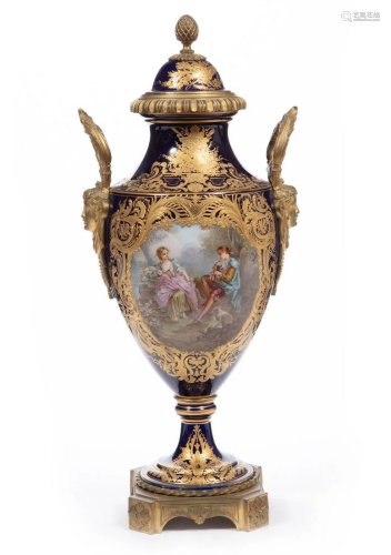 Gilt Bronze-Mounted Sevres-Style Porcelain Vase