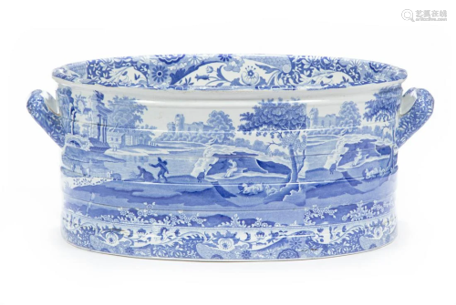 Spode Blue and White Transferware Foot Basin