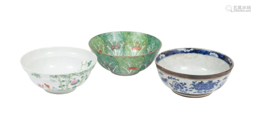 Three Chinese Export Porcelain Bowls