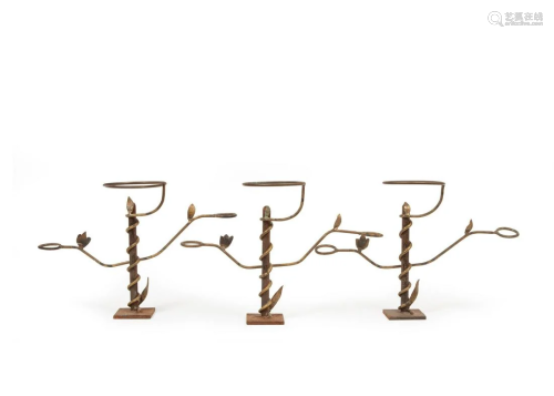 Three Mario Villa Patinated Metal Table Ornaments