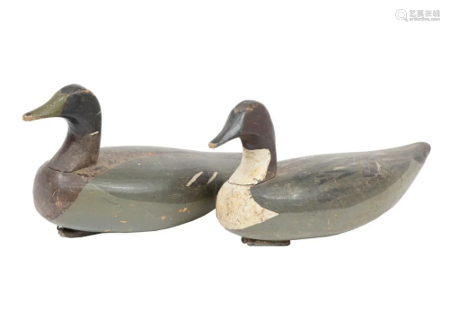 Pair of Antique Louisiana Painted Duck Decoys