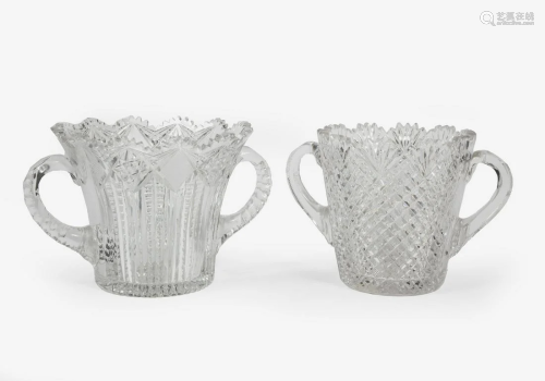 Two American Brilliant Cut Glass Ice Buckets