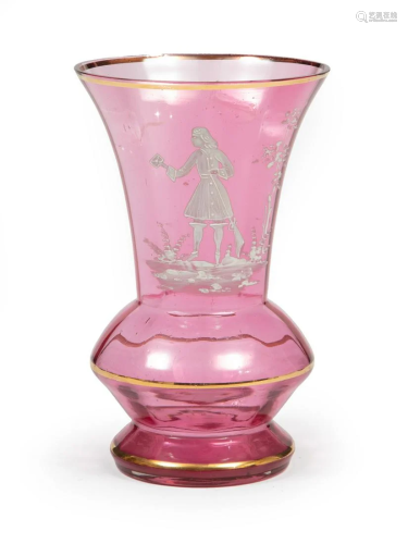 Mary Gregory Enameled Gilt Decorated Glass Vase