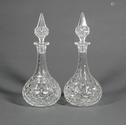 Pair of Continental Cut Crystal Decanters