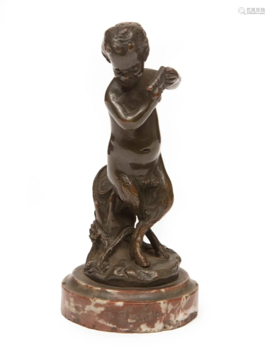 Patinated Bronze Figure of a Faun with Pan Flute