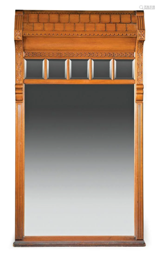 American Aesthetic Carved Cherrywood Mirror