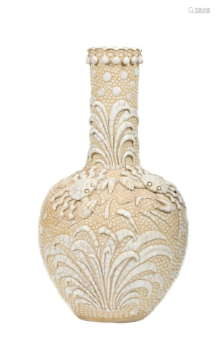 Chinese Bisque and White Glazed Stoneware Vase