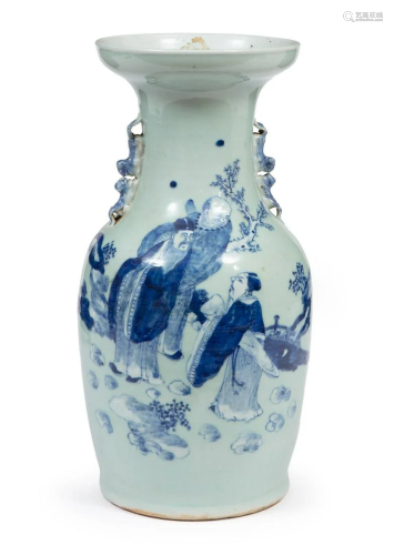 Chinese Blue, White and Celadon Porcelain Vase