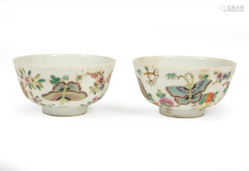 Chinese Famille Rose Porcelain 'Butterfly' Bowls