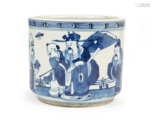 Chinee Blue and White Porcelain Brush Pot