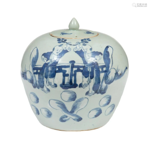 Chinese Blue, White, Celadon Porcelain Jar