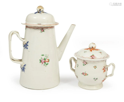 Chinese Export Porcelain Coffee Pot and Sugar