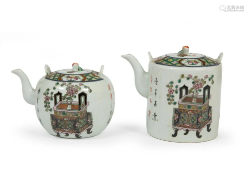 Chinese Famille Rose Porcelain Covered Teapots