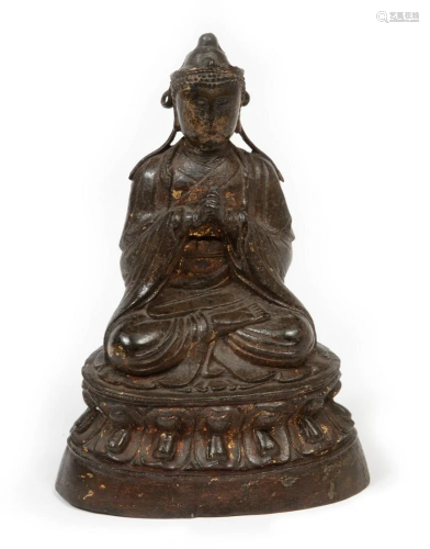 Chinese Lacquered Bronze Figure of a Bodhisattva