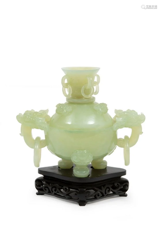 Chinese Hardstone Covered Tripod Censer