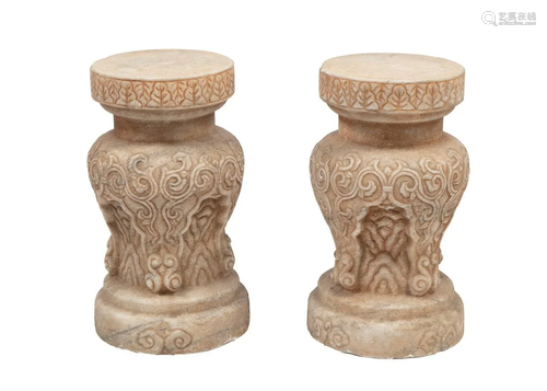 Pair of Chinese Marble Stands