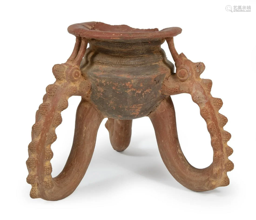 Large Pre-Columbian Pottery Tripod Vessel