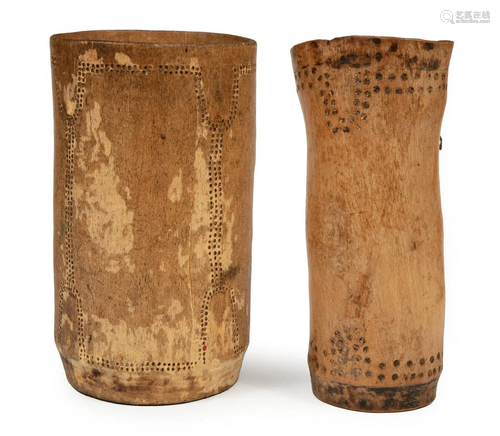 Two African Carved Wood Containers