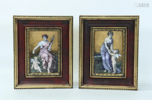 Pair French 19th C Limoges Enamels on Copper