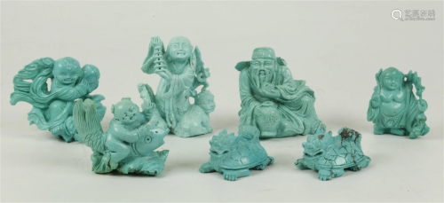 7 Good Chinese Turquoise Carvings